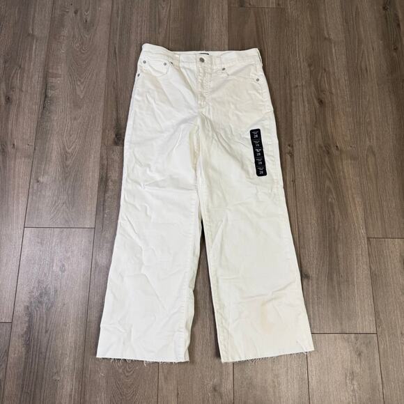 J.Crew Wide-Leg Cut Hem Jean WMNs 28 White Denim Hi-Rise Raw Hem Tall BR051 Crop - Picture 4 of 9